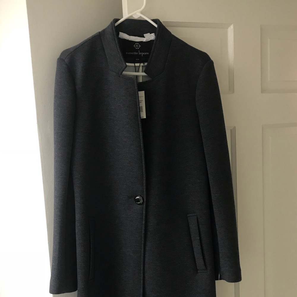 NANETTE LEPORE WOMENS SCUBA NOTCHED COLLAR COAT